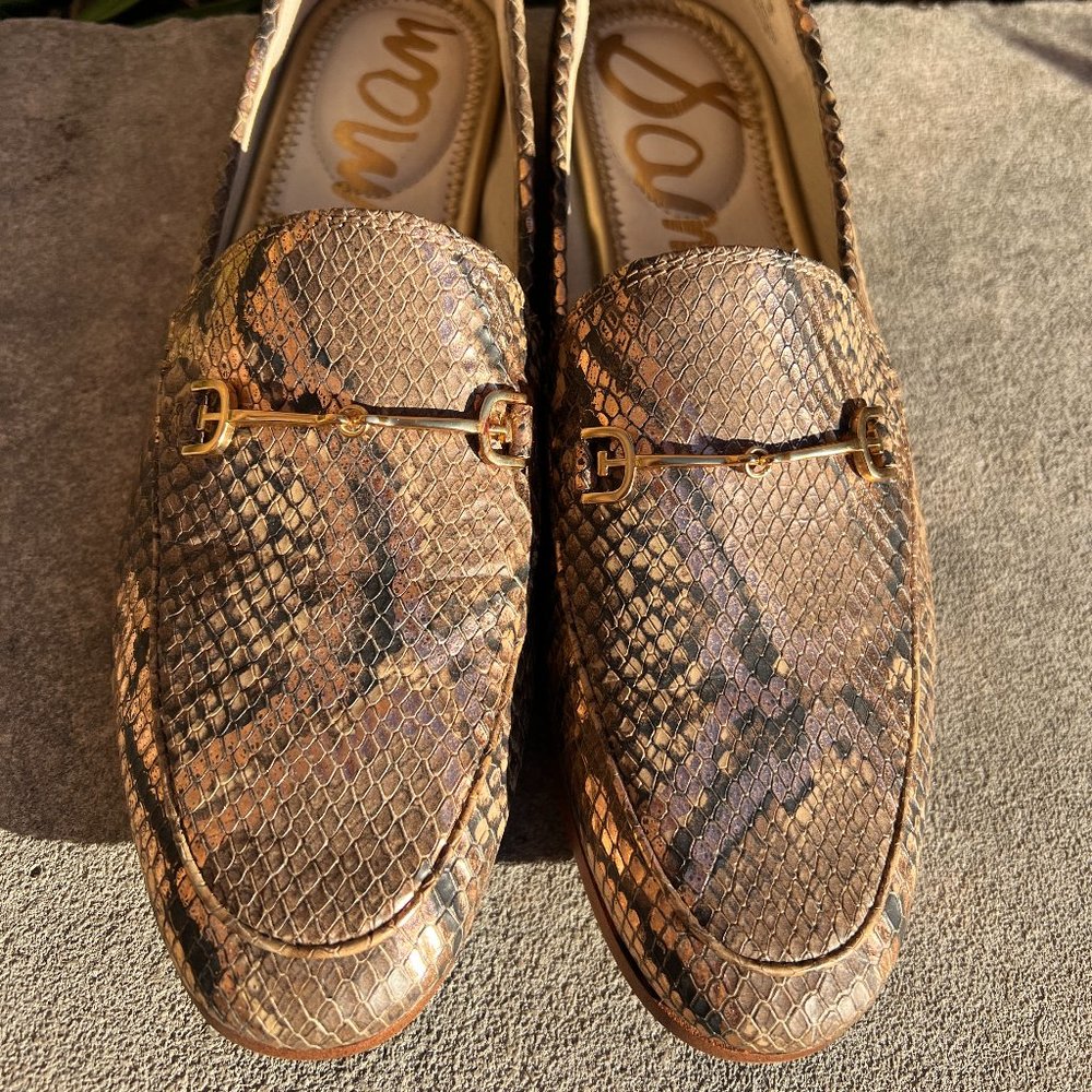 Sam Edelman Loraine Bit Loafer in Rose Gold Snake (Size 8)